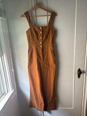 Maeve Rust Orange Button-Front Jumpsuit